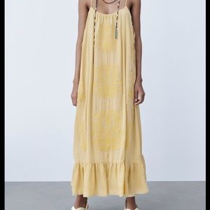 Zara embroidered boho maxi dress